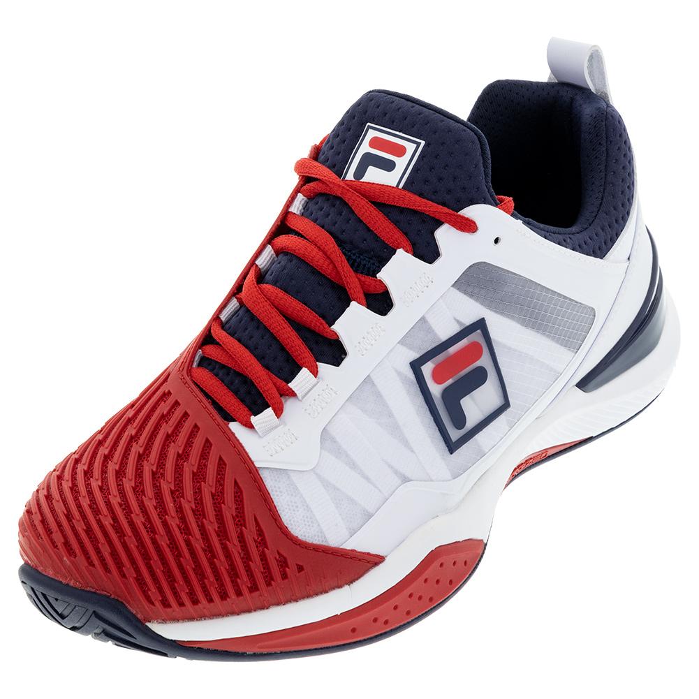 Men’s Speedserve Energized Tennis Shoes White and Fila Red