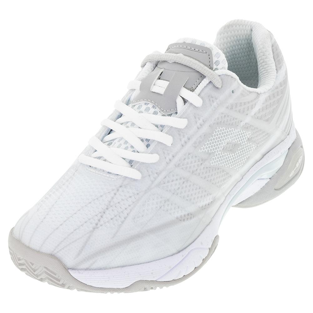 Women’s Mirage 300 Clay Tennis Shoes All White and Silver Metal 2