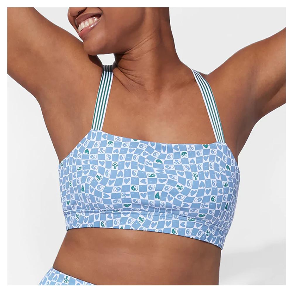 Women’s Retro Revival Sports Bra Sky Blue Print