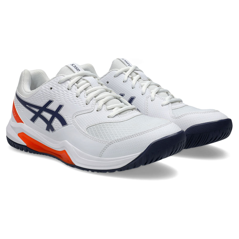 Men`s GEL-Dedicate 8 Tennis Shoes White and Indigo Fog