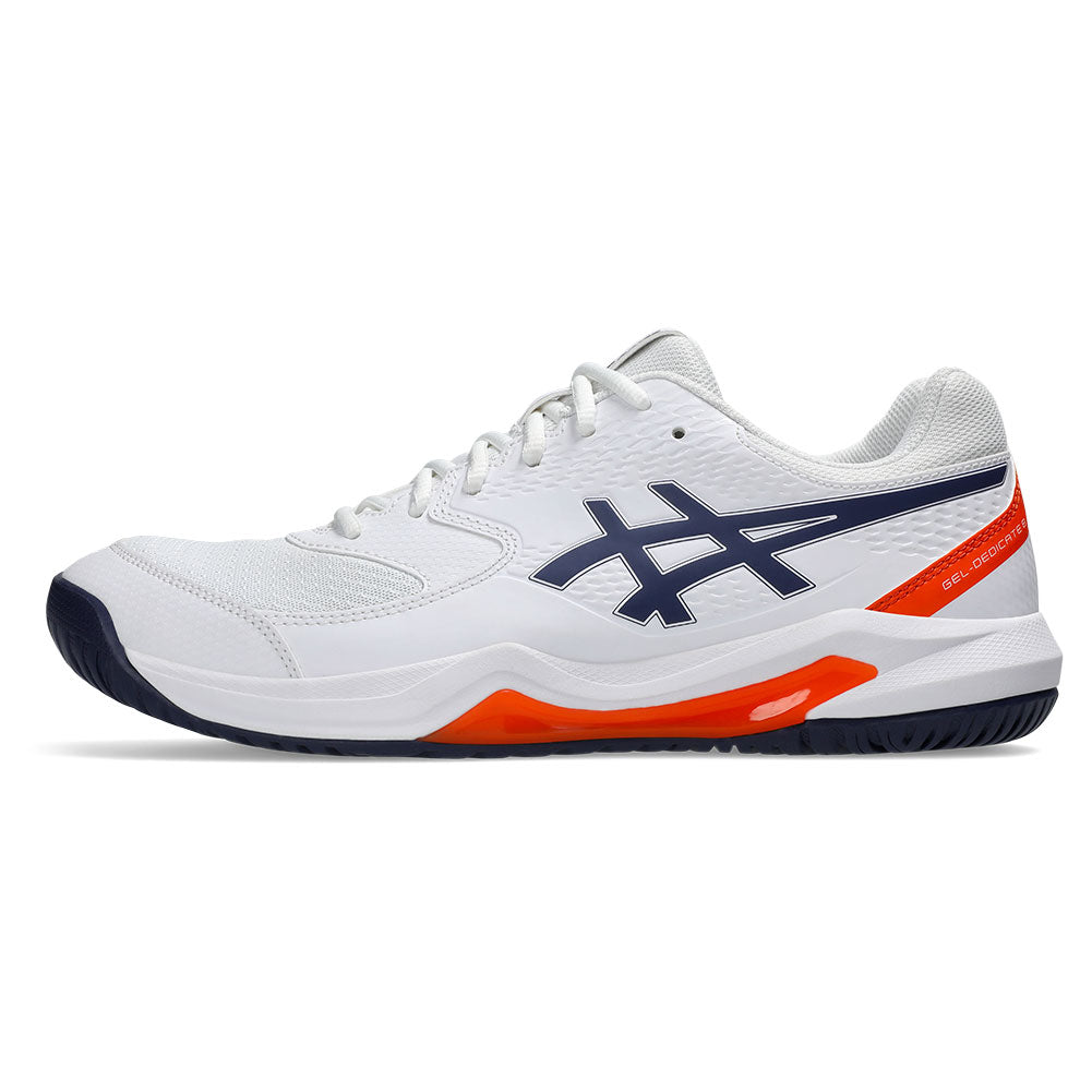 Men`s GEL-Dedicate 8 Tennis Shoes White and Indigo Fog