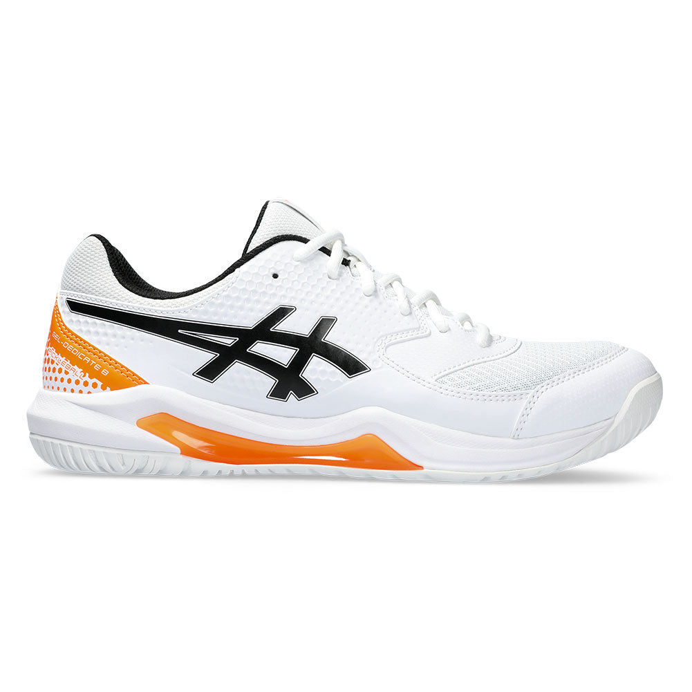 Men`s Gel-Dedicate 8 Pickleball Shoes White and Shocking Orange