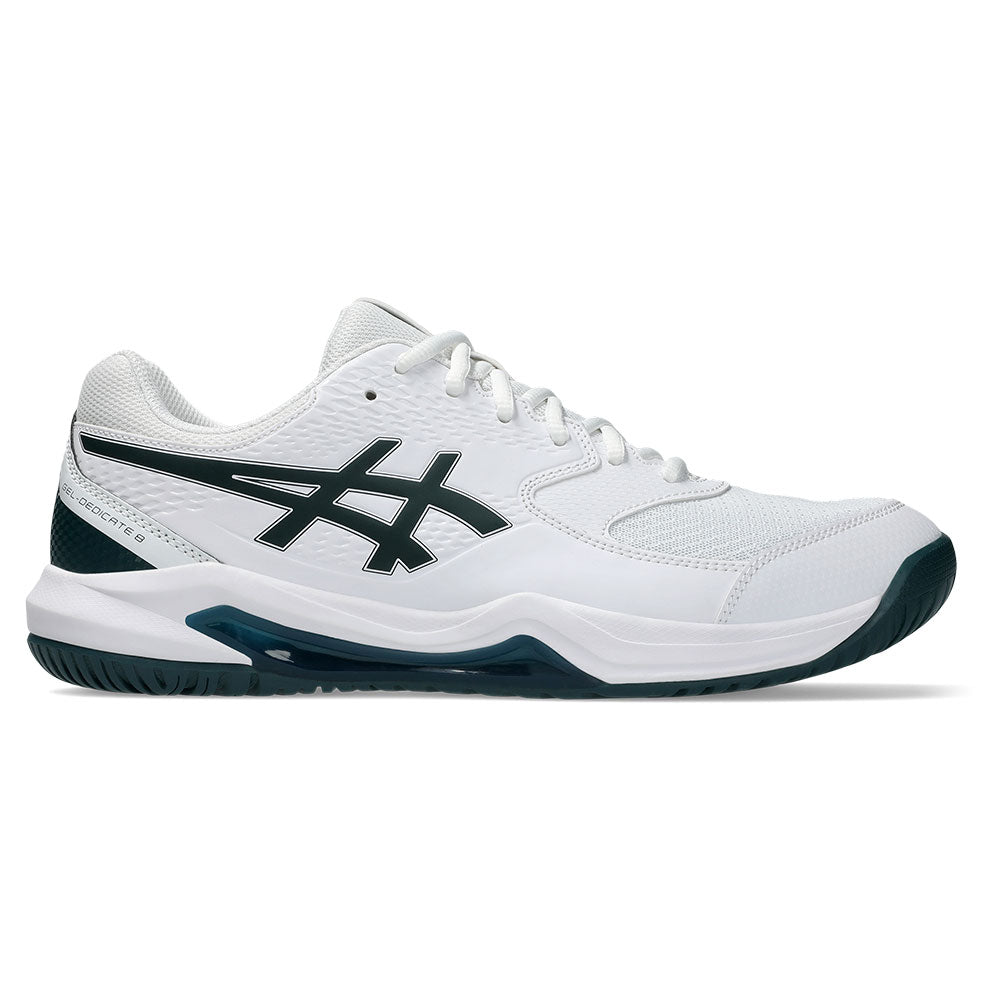 Men`s GEL-Dedicate 8 Wide Tennis Shoes White and Saxon Green