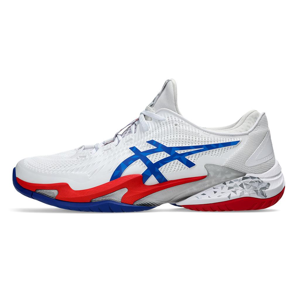 Mens Court FF 3 Novak Tennis Shoes White and Asics Blue