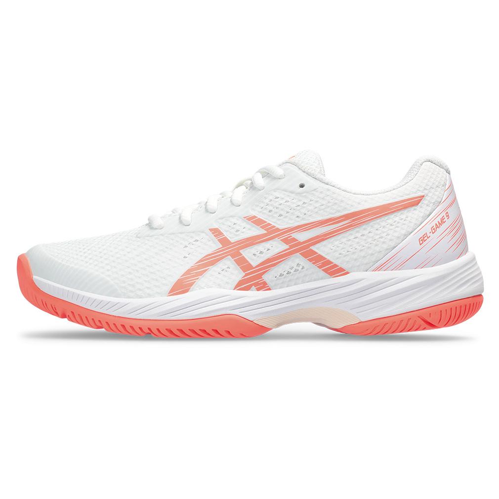 Women’s Gel-Game 9 Tennis Shoes White and Sun Coral