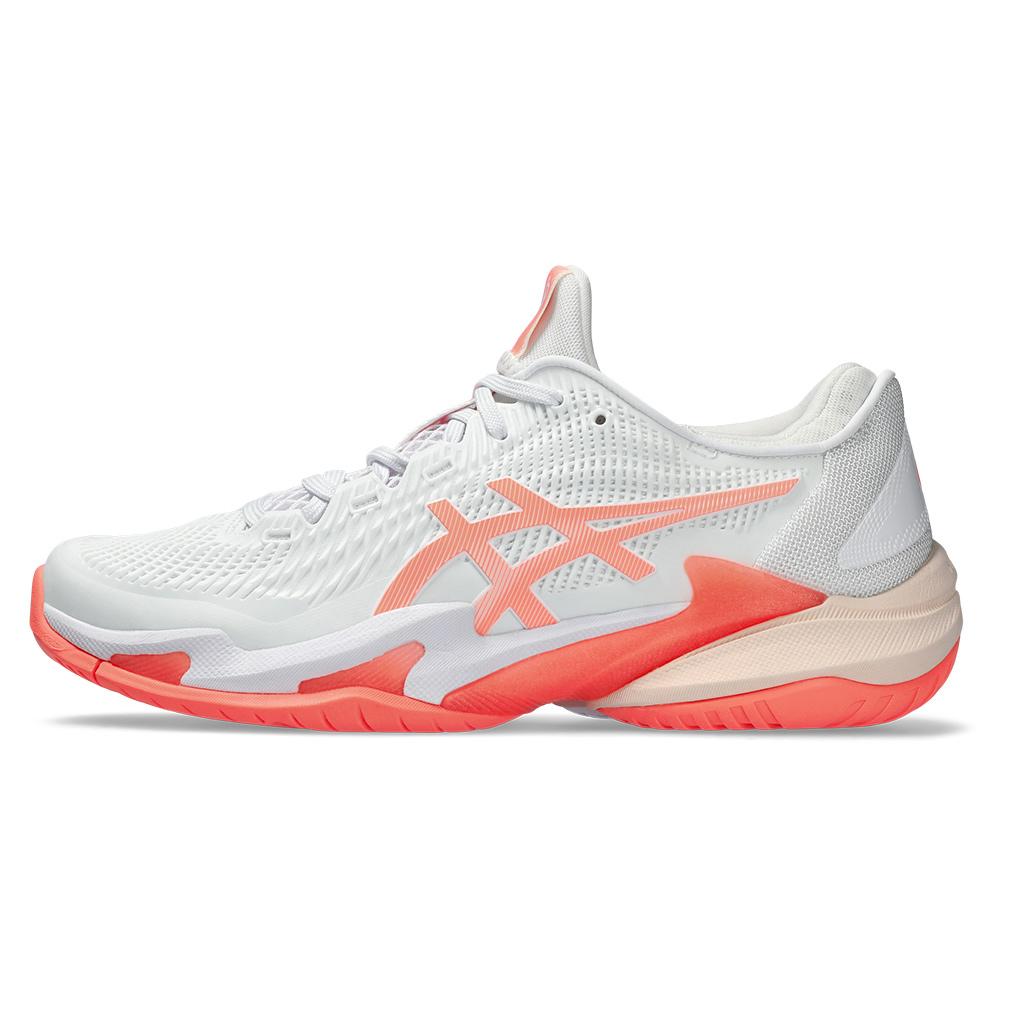 Women’s Court FF 3 Tennis Shoes White and Sun Coral