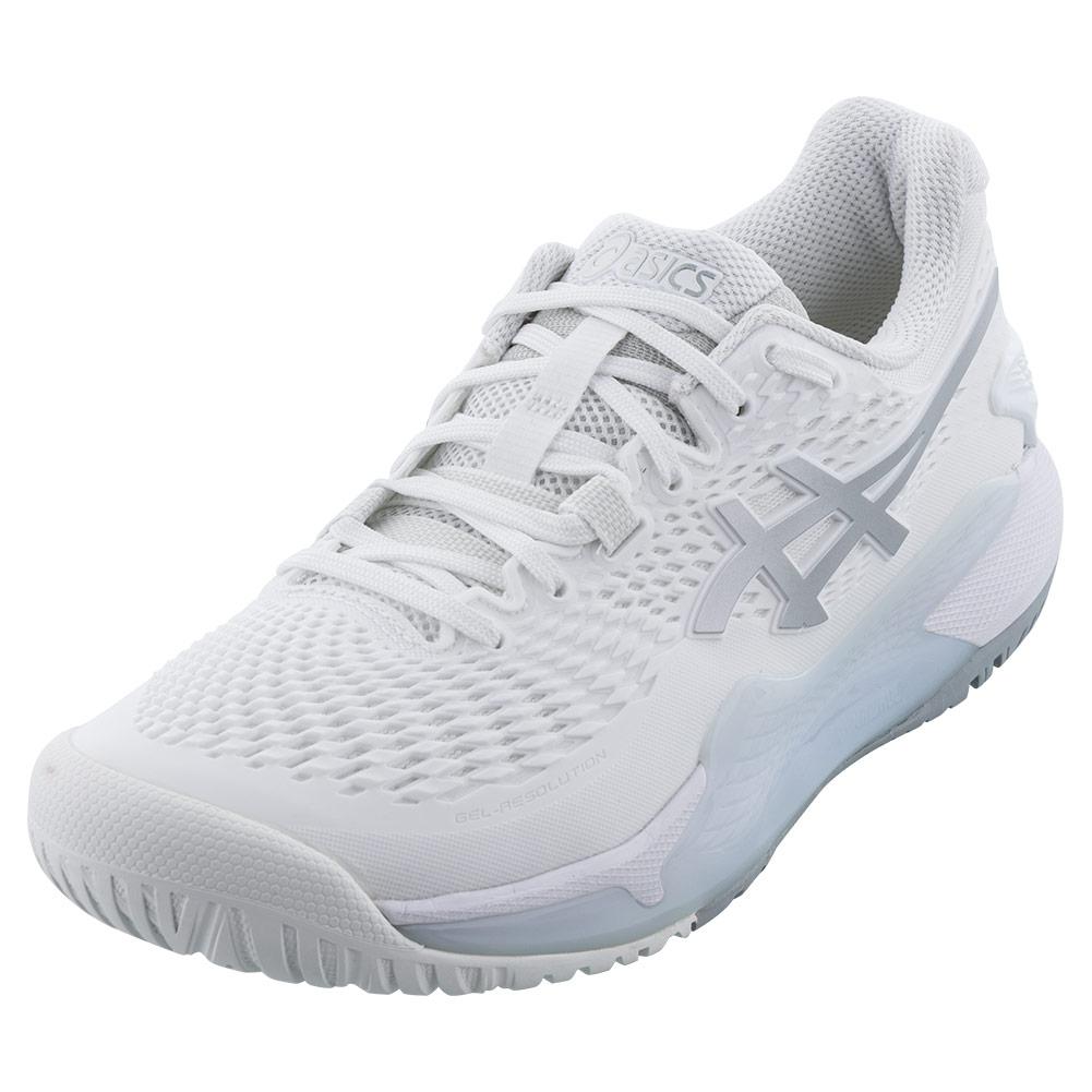 Women`s GEL-Resolution 9 Tennis Shoes White and Pure Silver