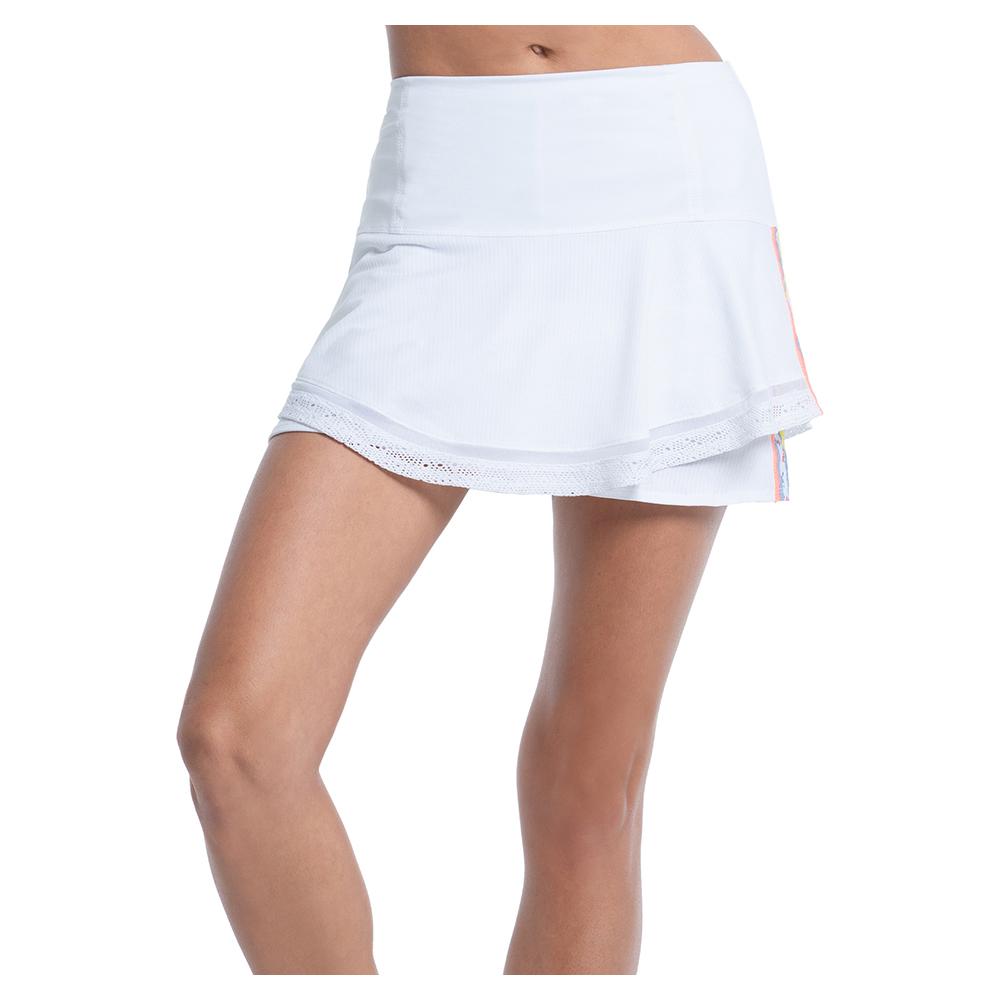 Women’s Long In Love Stripe Tennis Skort White