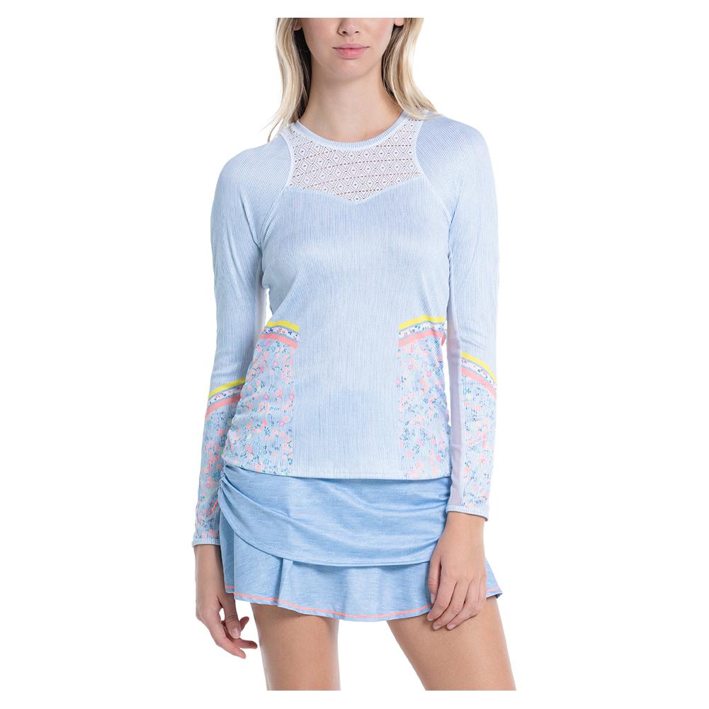 Women`s Chambray Blossom Tennis Long Sleeve Light Denim