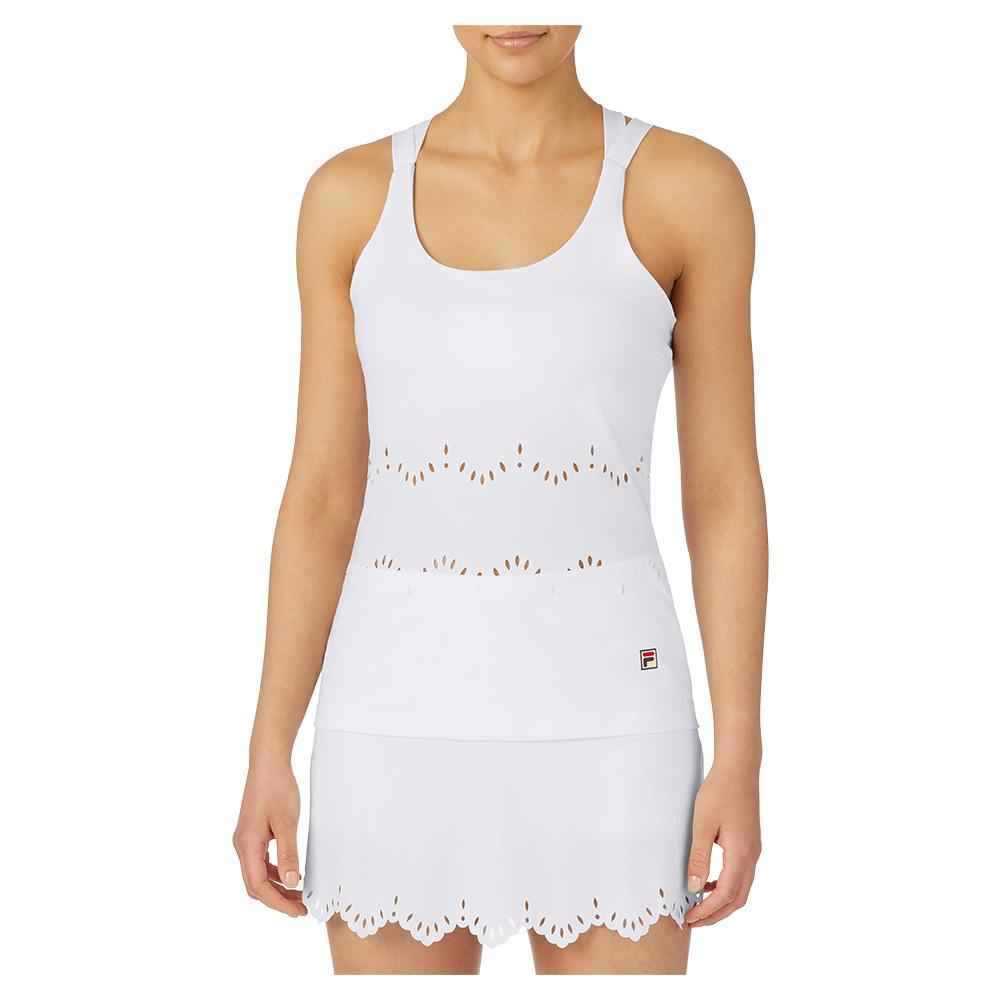 Women’s Whiteline Lasercut Crossback Tennis Tank White