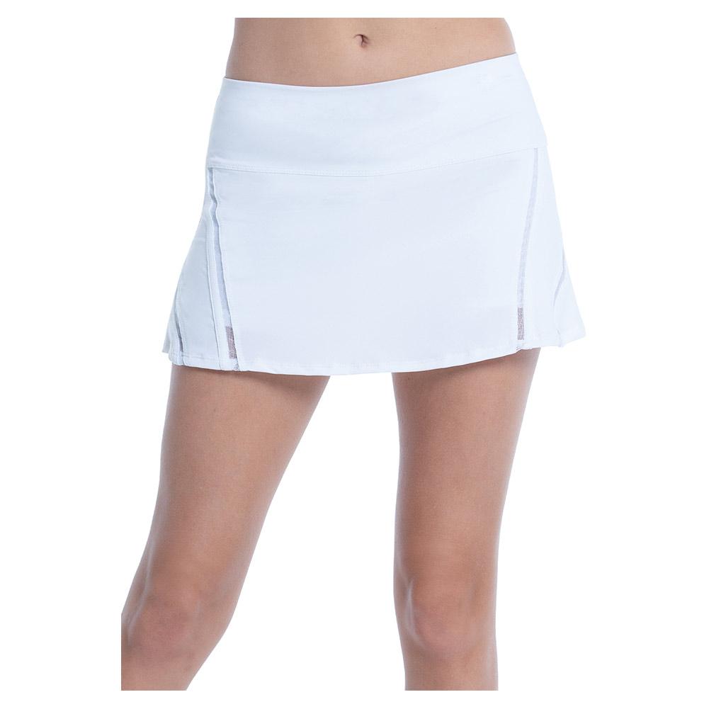 Women’s Mesh Inline Tennis Skort White and Silver