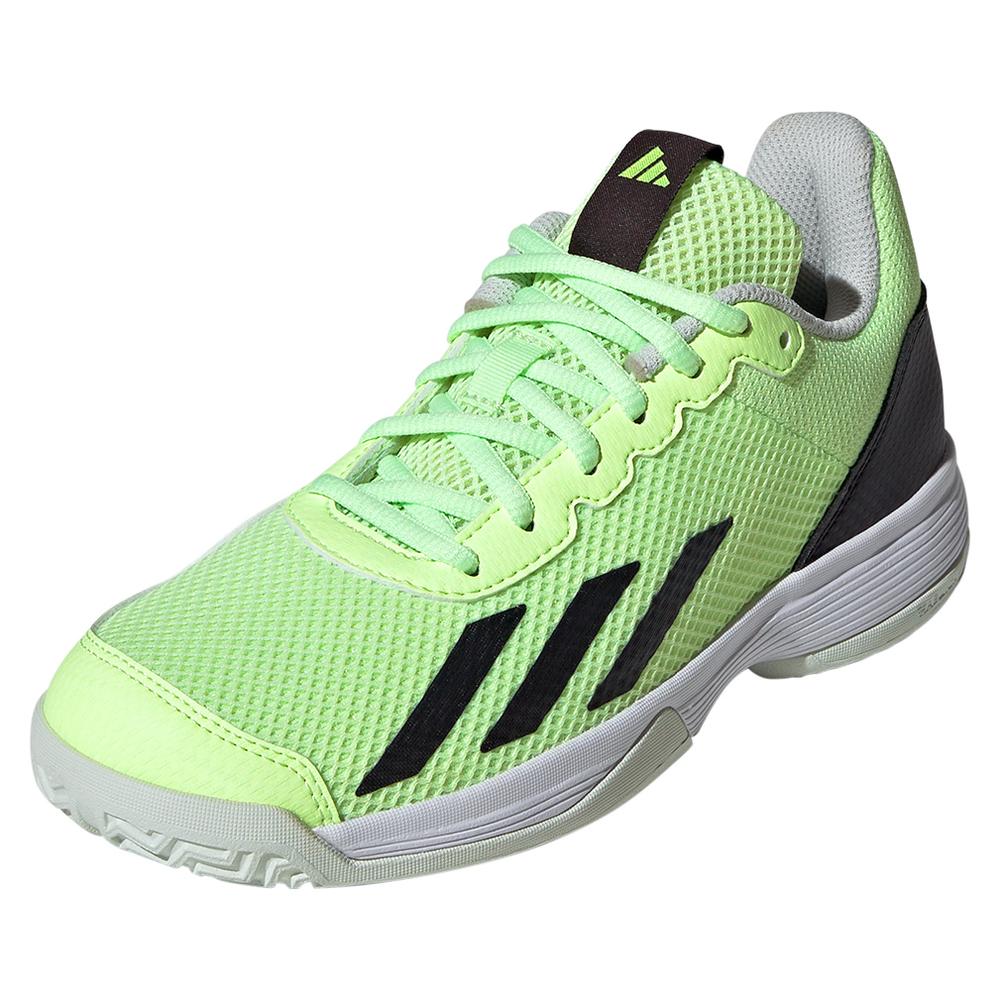 Juniors` Courtflash Tennis Shoes Green Spark and Aurora Black