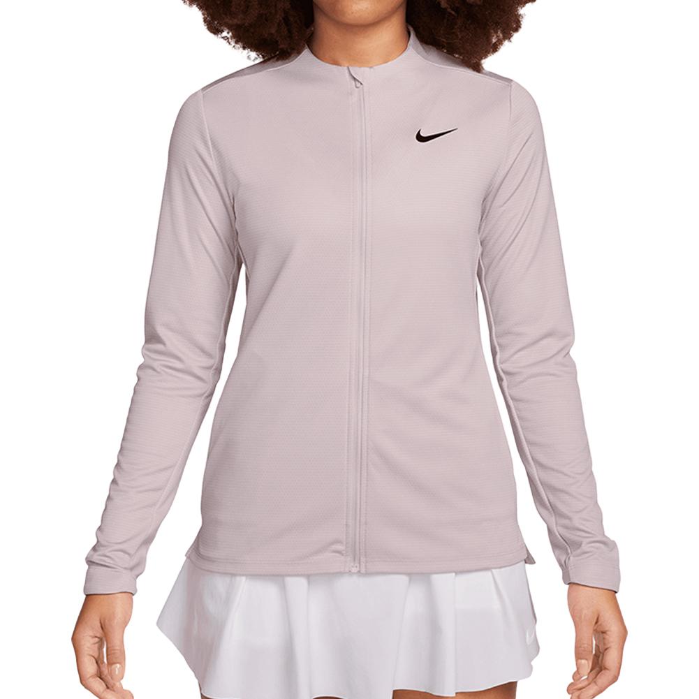 Women’s Dri-Fit UV Club Full-Zip Tennis Top Platinum Violet and Black