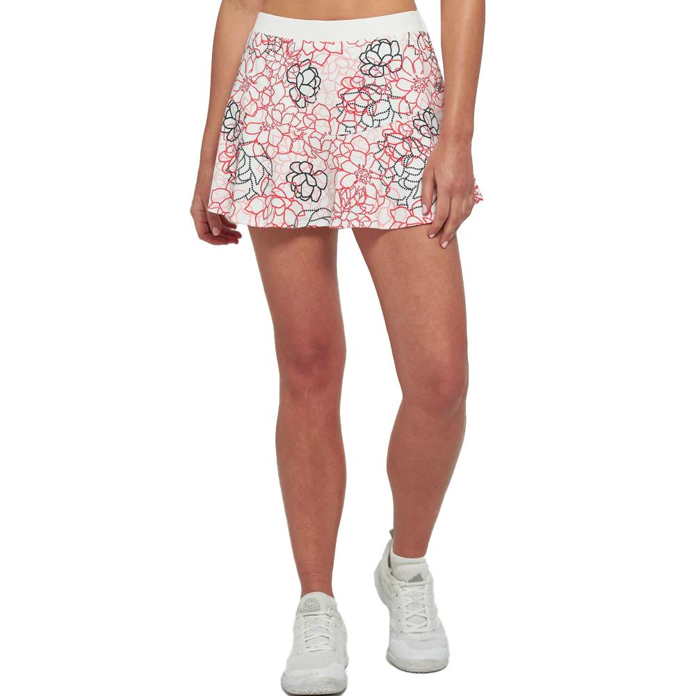 Women’s Dash 13 Inch Tennis Skort Floral Dots and White