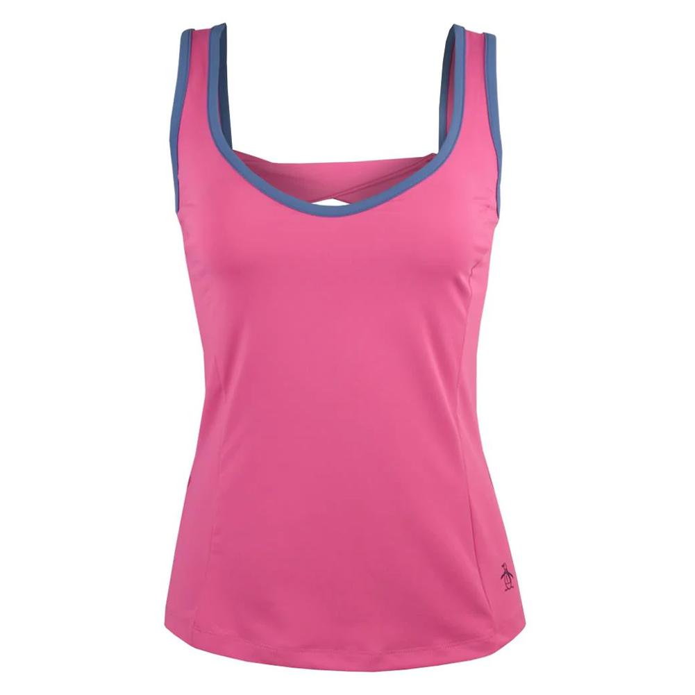 Women’s Sweetheart Neckline Tennis Tank with Back Knot Cheeky Pink