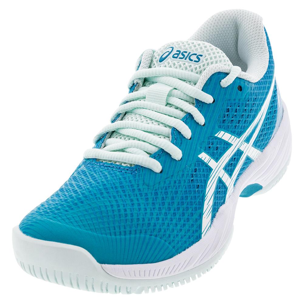 Womens Gel-Game 9 Tennis Shoes Teal Blue and White