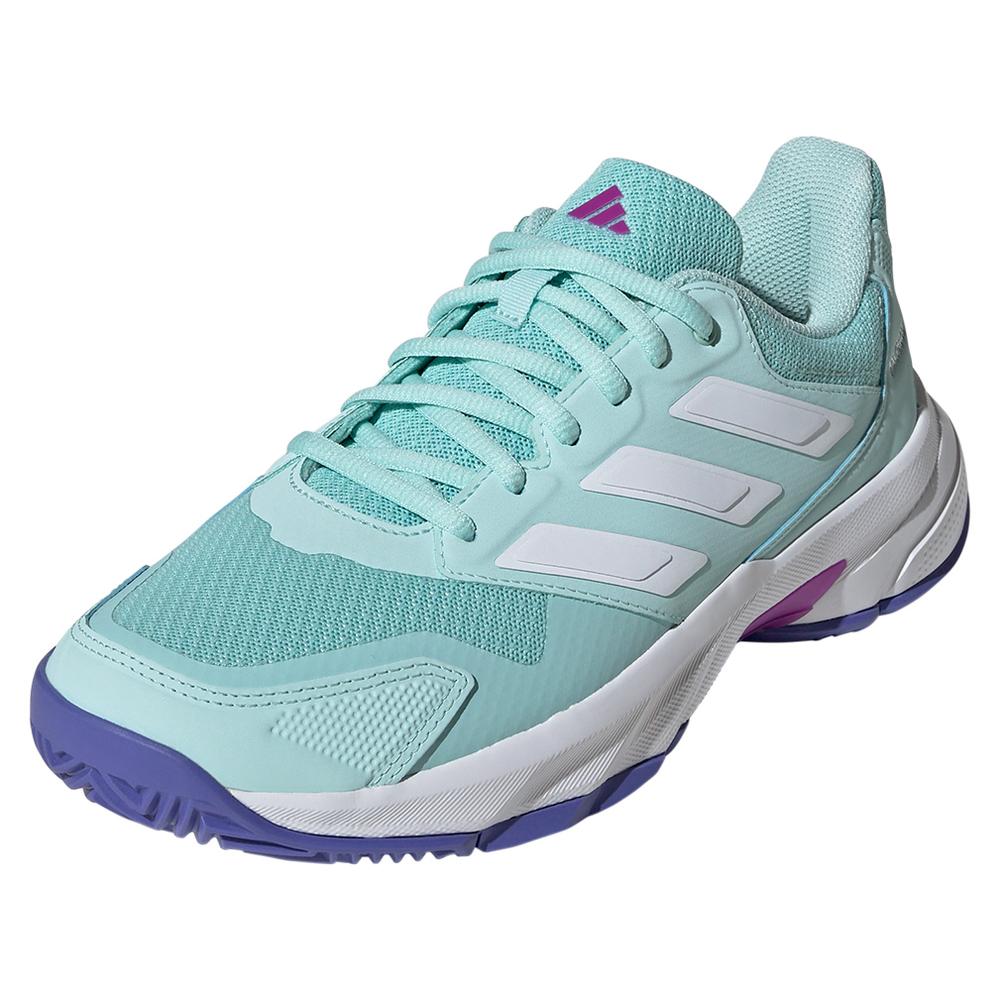 Womens CourtJam Control 3 Tennis Shoes Semi Flash Aqua and White