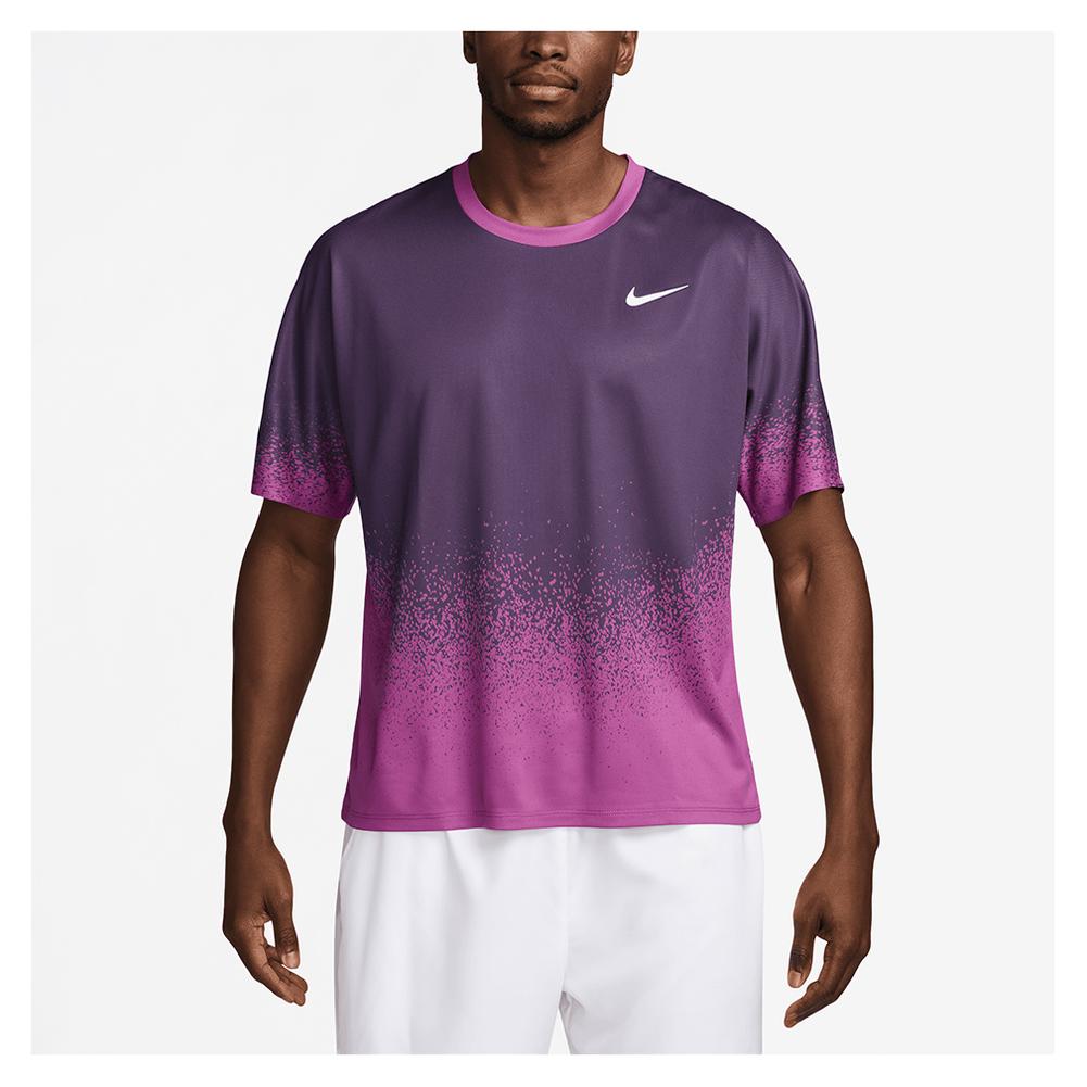 Mens Dri-Fit Slam Wild Card Tennis Top Hot Fuchsia and White