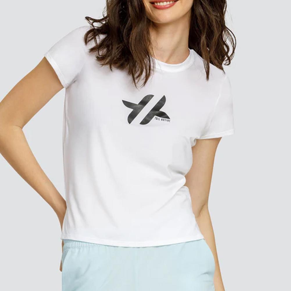 Women’s Bijou Short Sleeve Tennis Top White with Logo