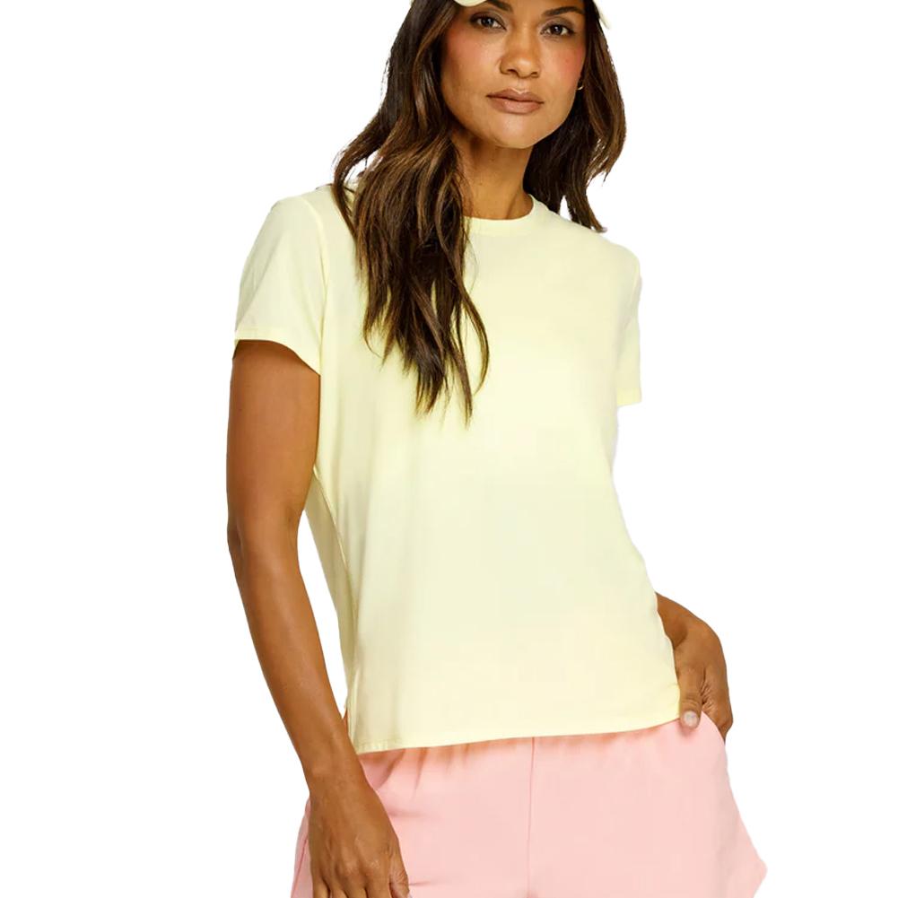 Womens Bijou Short Sleeve Pickleball Top Fresh Lemon