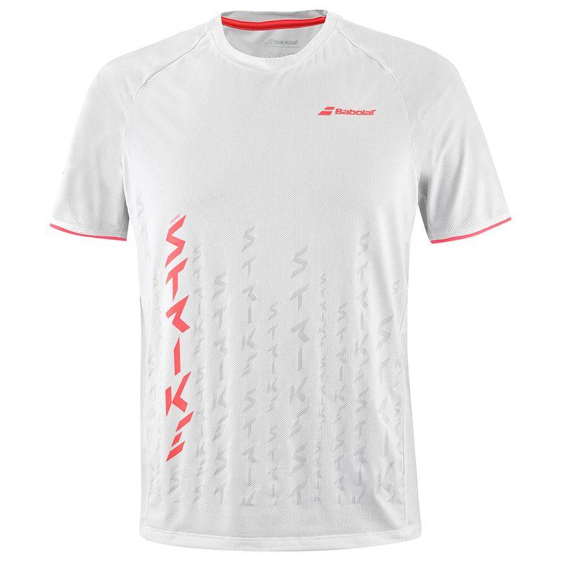 Men’s Strike Crew Neck Tennis Tee White and Strike Red