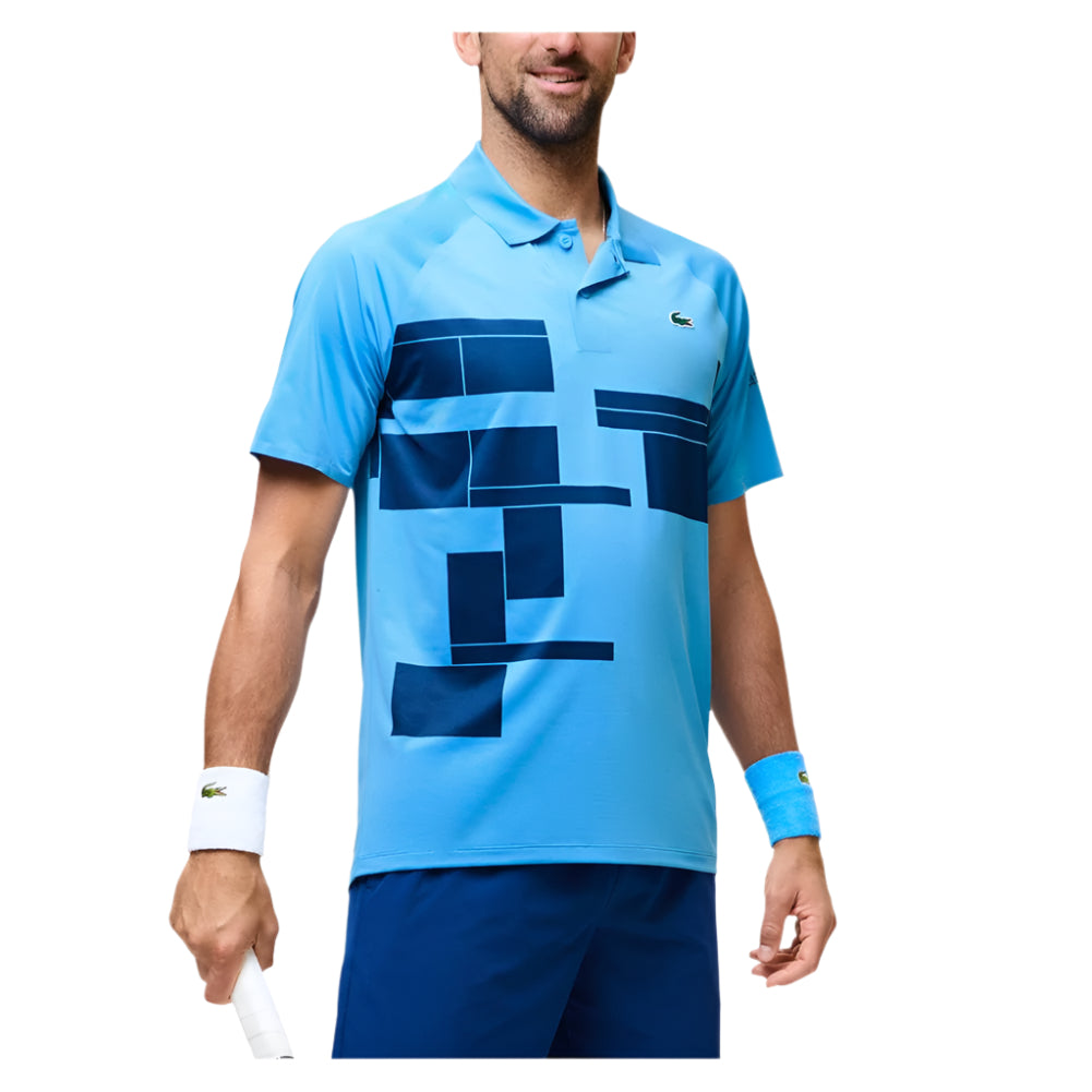 Men’s Novak Djokovic Light Stretch Tennis Polo Argentine Blue and Globe