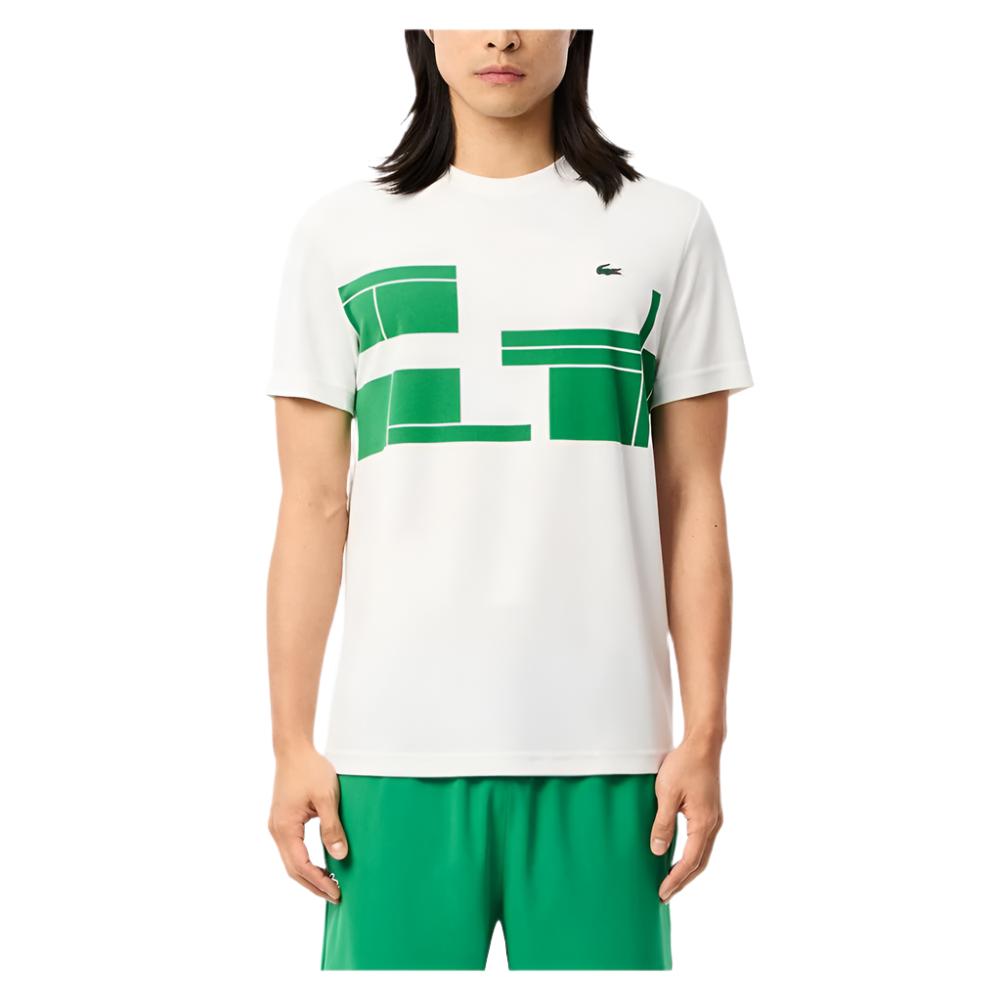 Men’s Novak Djokovic Performance Tennis Crew White and Fluorine Green