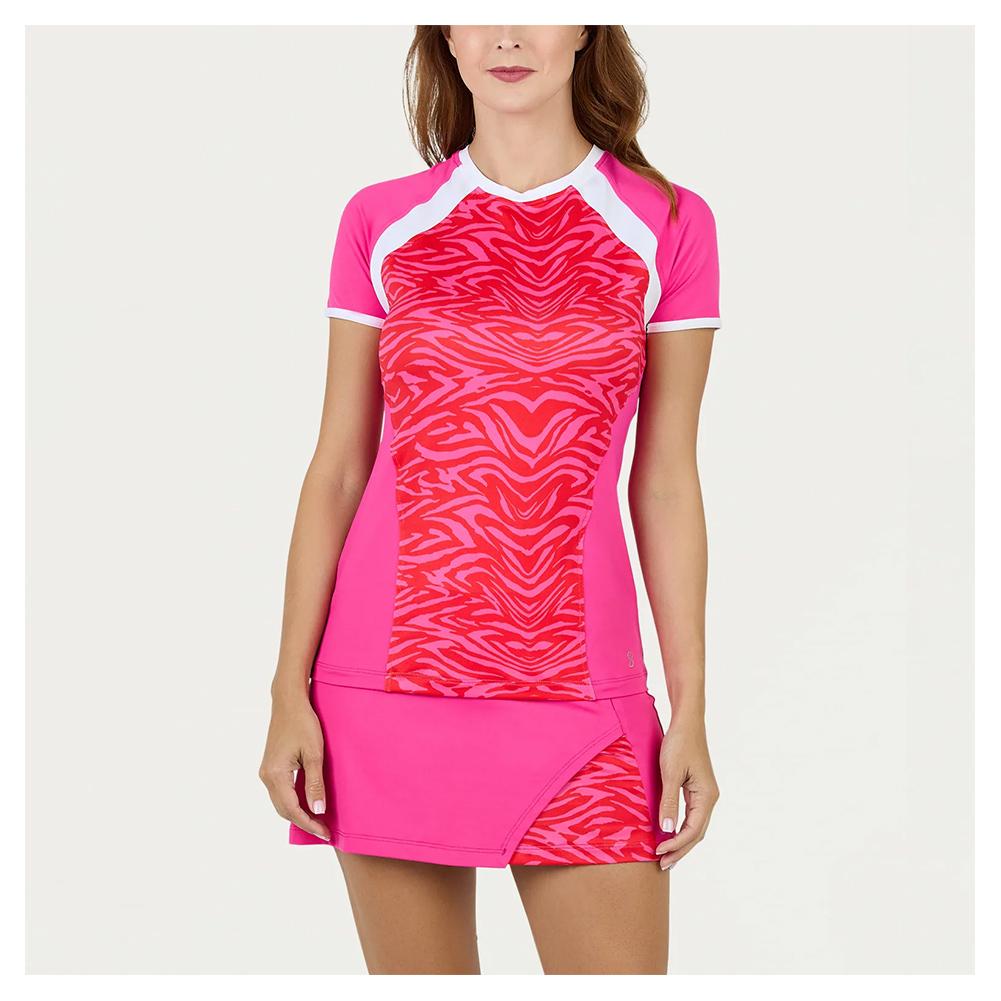 Women’s Serendipity Short Sleeve Tennis Top Pink Zebra