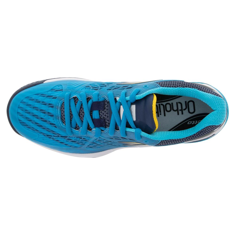 Men`s Mirage 100 Speed Tennis Shoes Blue Ocean and Saffron