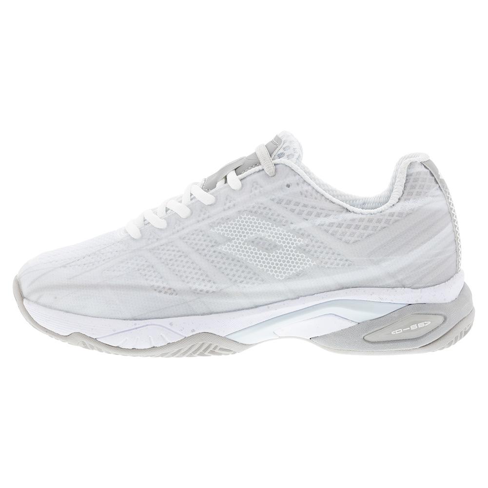 Women’s Mirage 300 Clay Tennis Shoes All White and Silver Metal 2