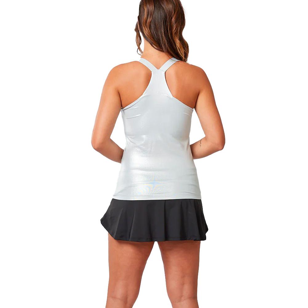 Women’s Racerback Tennis Tank with Bra Silver Foil