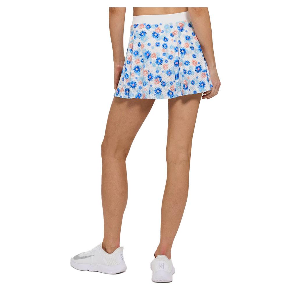 Women’s Circle Mesh Printed Flounce Tennis Skort Pixel Fleur and White