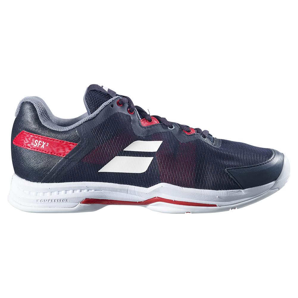 Men’s SFX3 All Court Tennis Shoes Black and Poppy Red