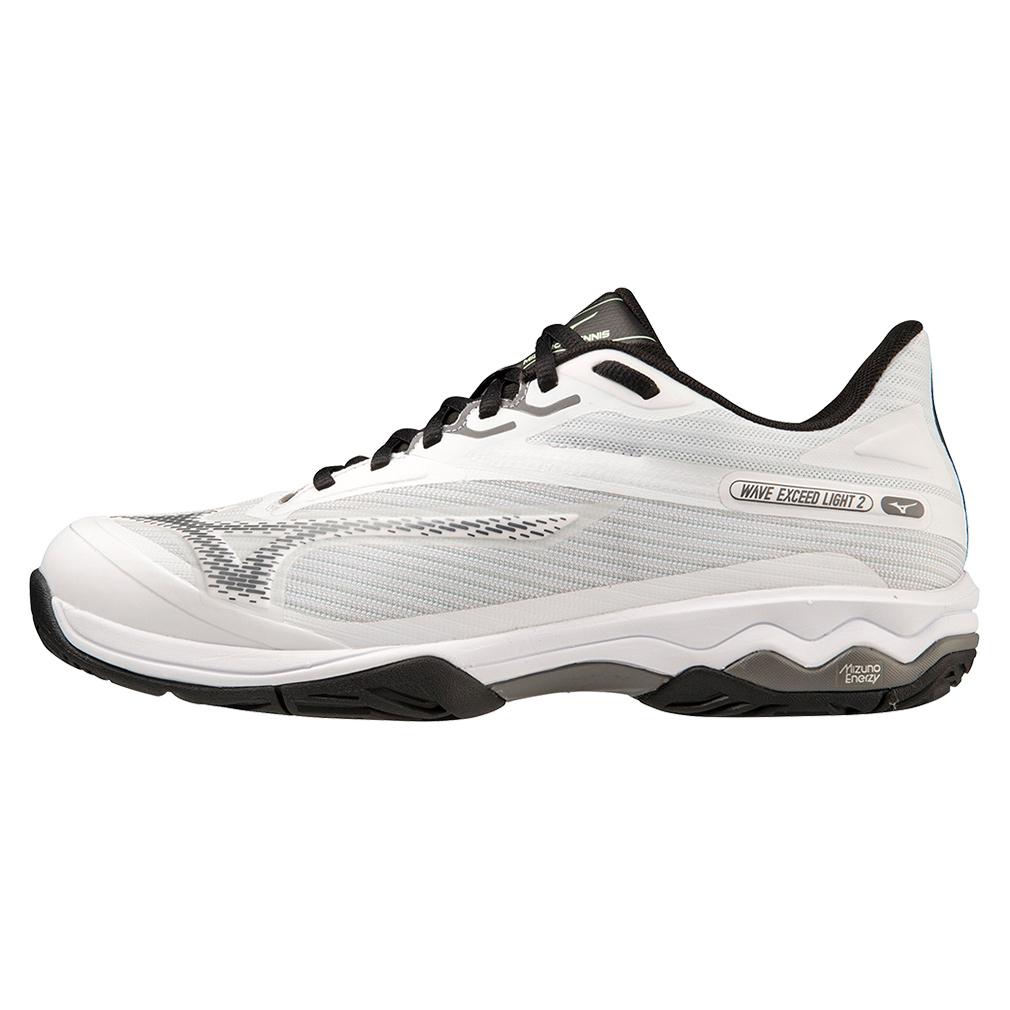 Men’s Wave Exceed Light 2 AC Tennis Shoes White and Metallic Grey