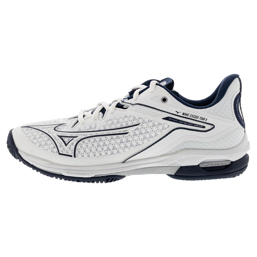 Men’s Wave Exceed Tour 6 AC Tennis Shoes White and Dress Blue