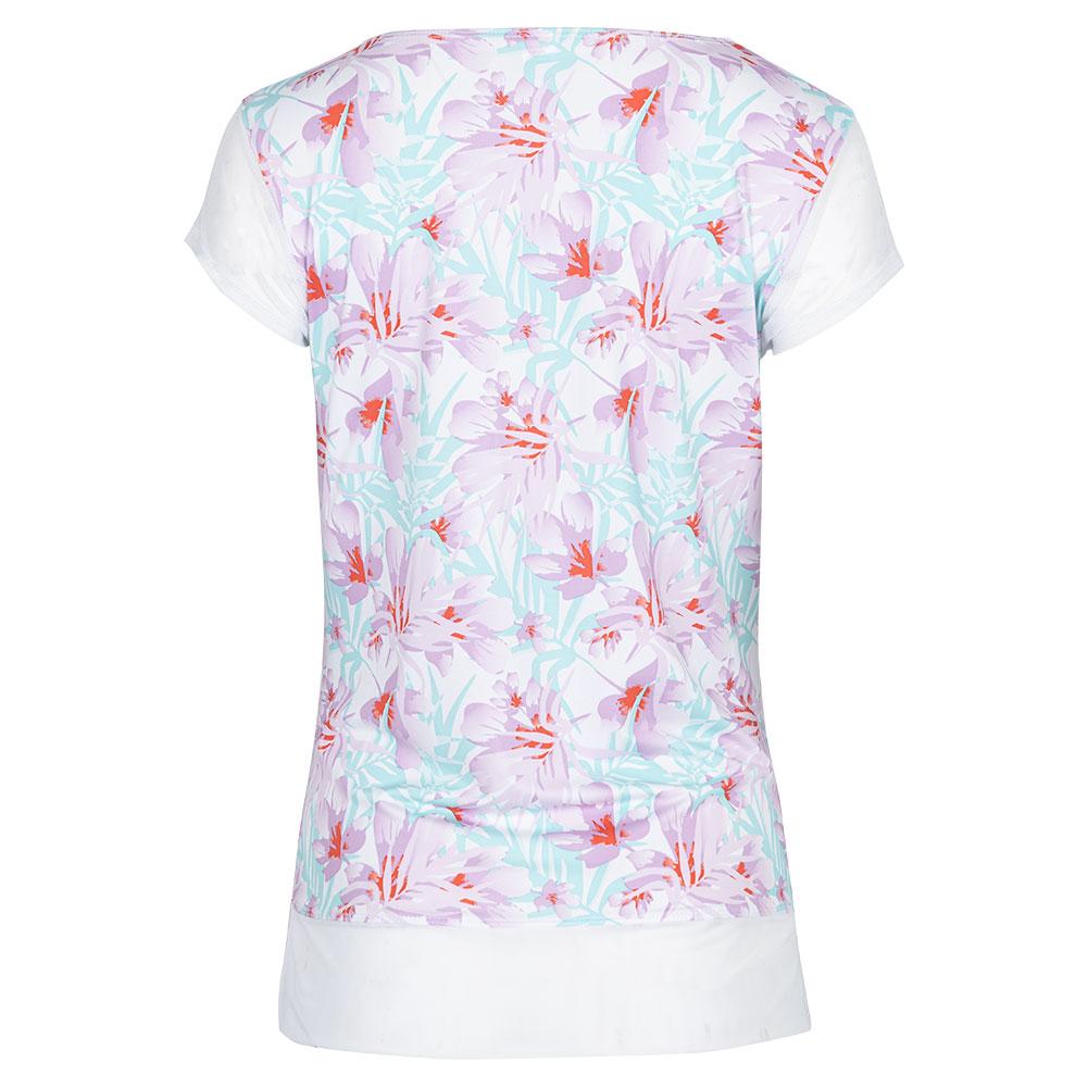 Women’s Francesco Cap Sleeve Tennis Top White Print