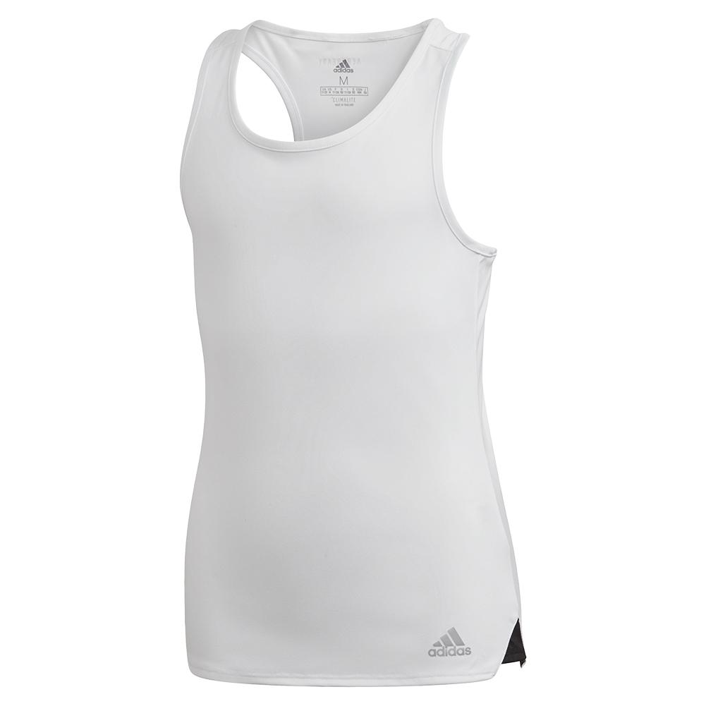 Girls’ Club Tennis Tank White and Matte Silver