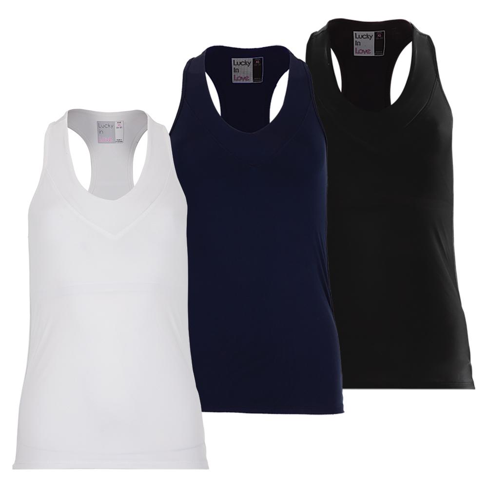 Women`s V-Neck Tennis Tank with Bra