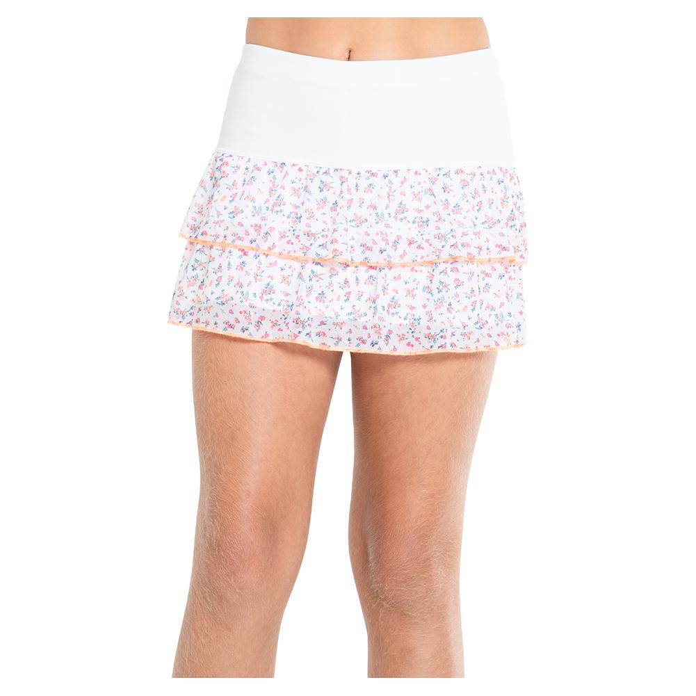 Girl’s Blossom Mesh Tennis Skort White