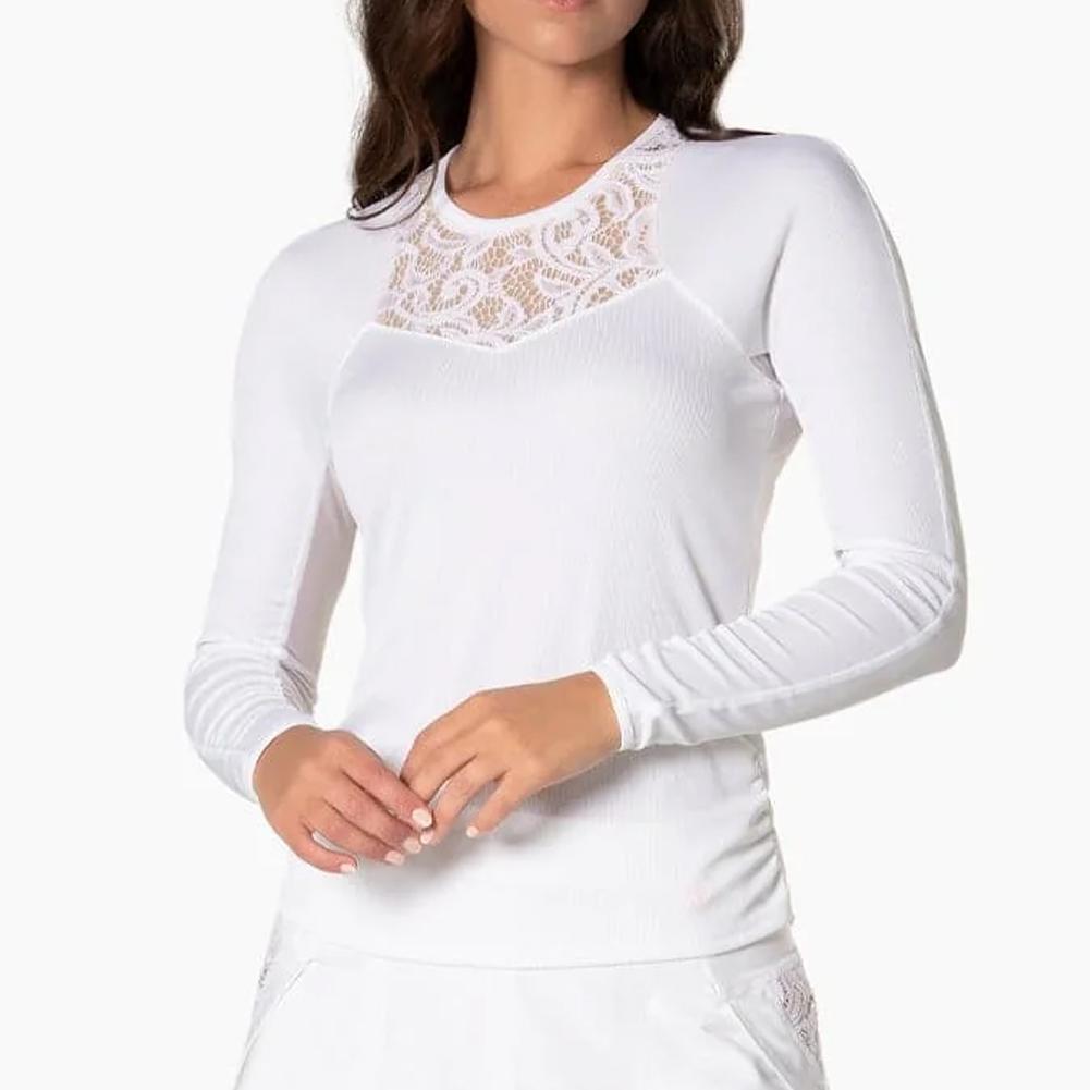 Women’s Lace Track Long Sleeve Tennis Top White