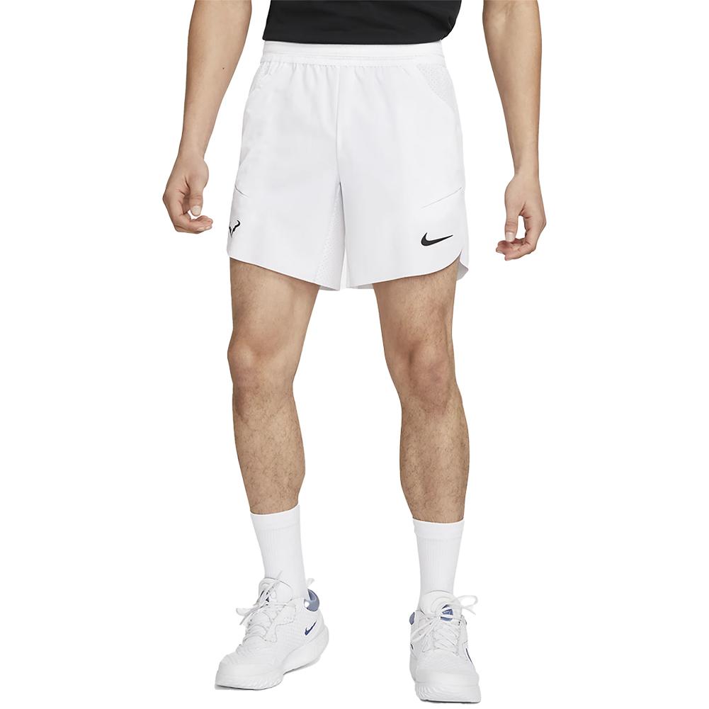 Mens Rafa 7 Inch Dri-Fit Advance Tennis Shorts White and Black