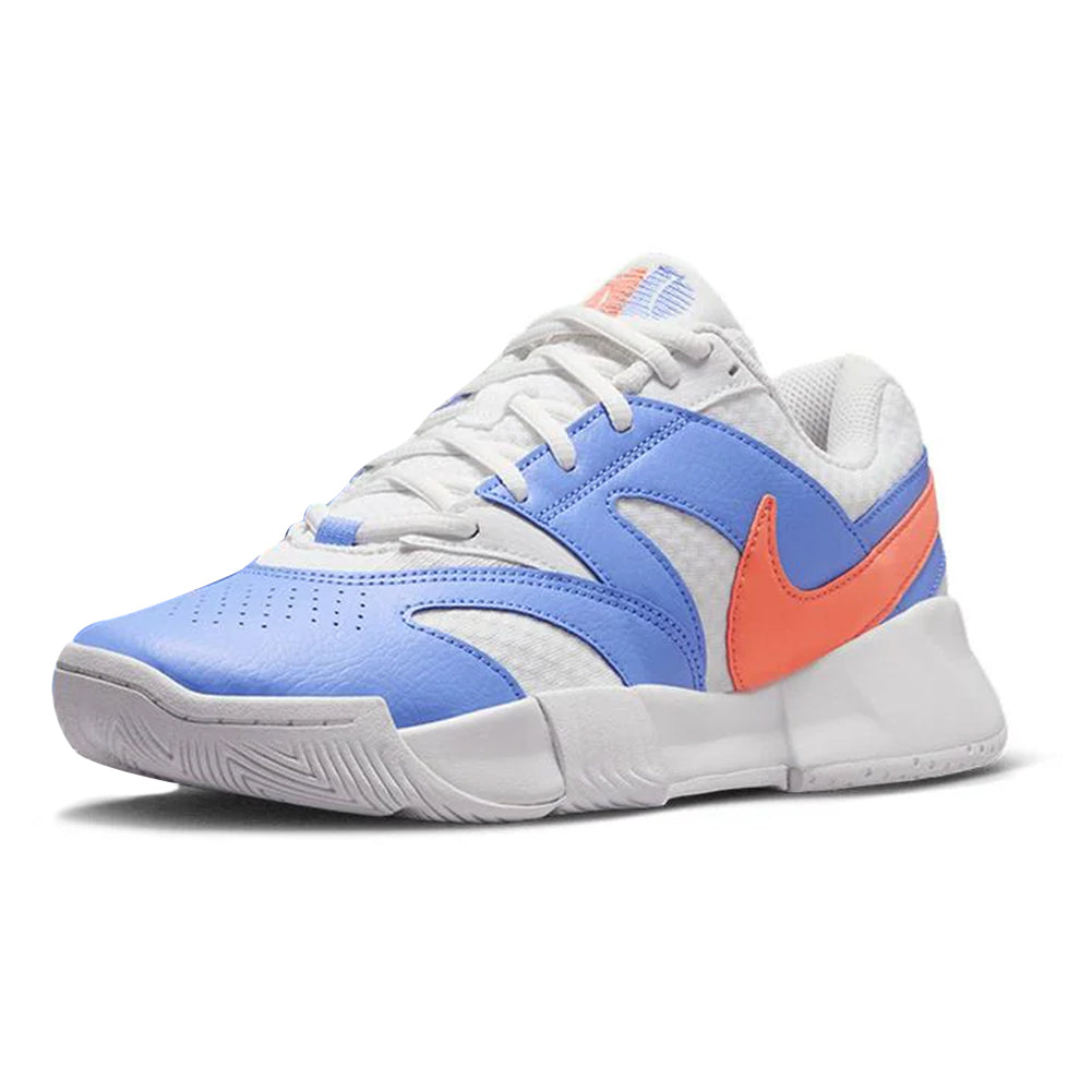 Women`s Court Lite 4 Tennis Shoes White and Lt Wild Mango