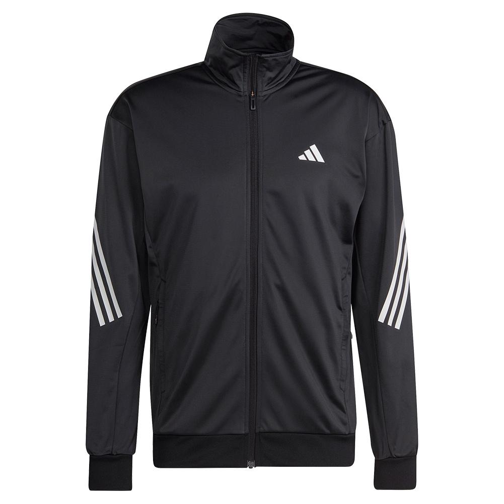 Men’s 3-Stripe Knitted Tennis Jacket Black