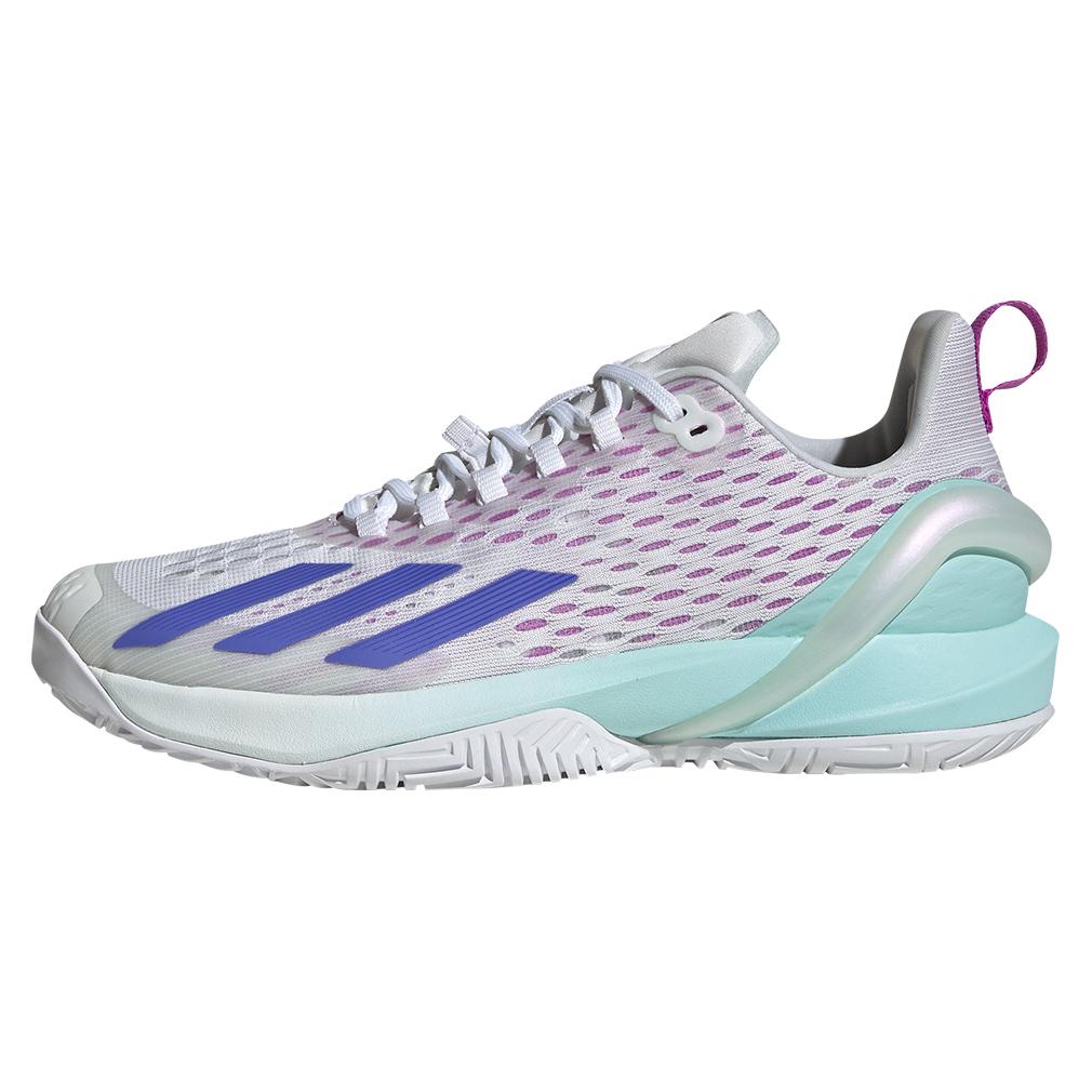 Womens Adizero Cybersonic Tennis Shoes White and Cobalt Blue