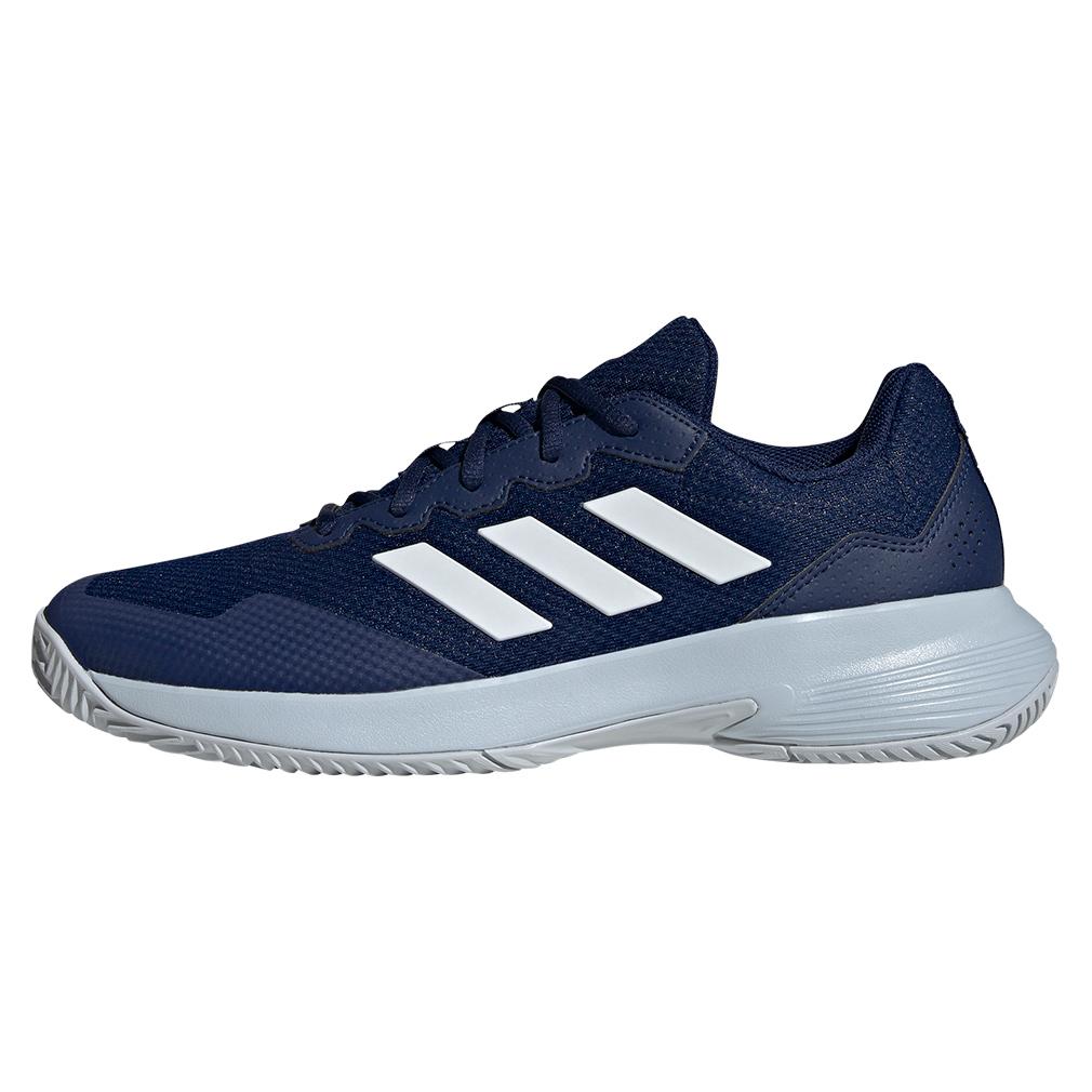 Mens GameCourt 2 Tennis Shoes Dark Blue and White