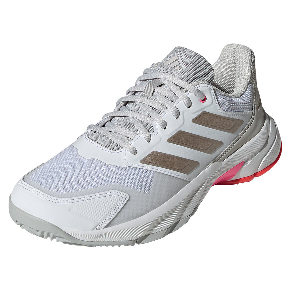 Women`s CourtJam Control 3 Tennis Shoes White and Lucid Red