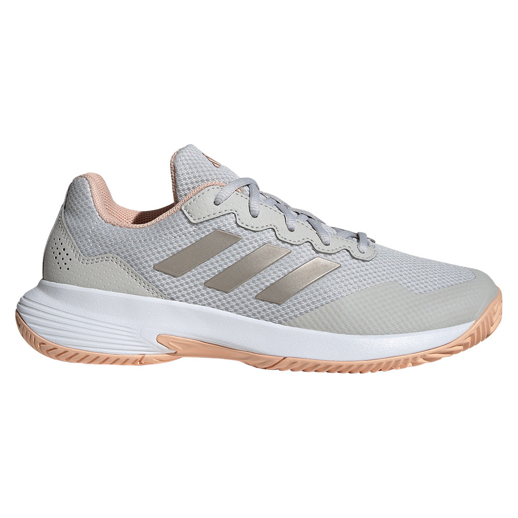 Women`s GameCourt 2 Tennis Shoes Grey One and Cyber Metallic