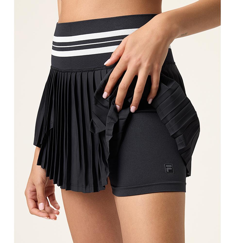 Womens Challenger Pleated Seamless Tennis Skort Black and Ultimate Gray