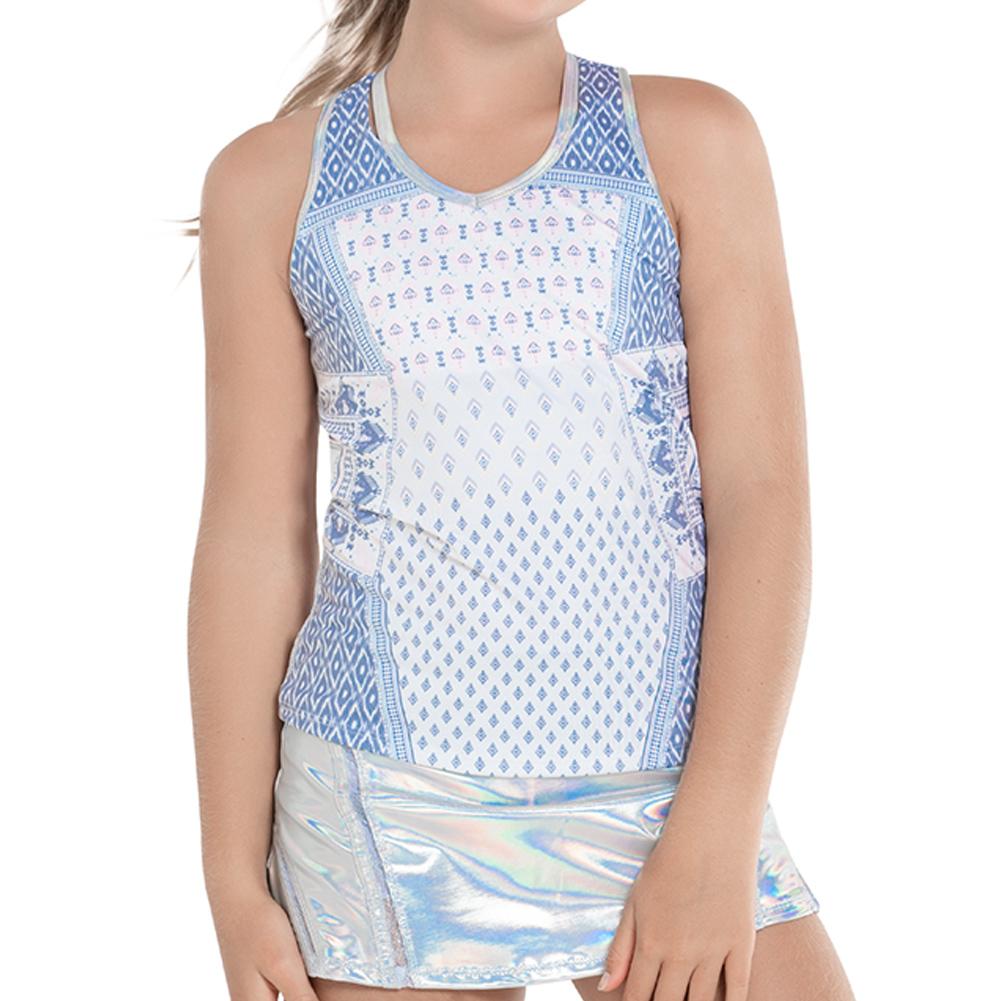 Girl’s All In Ikat Tennis Tank White