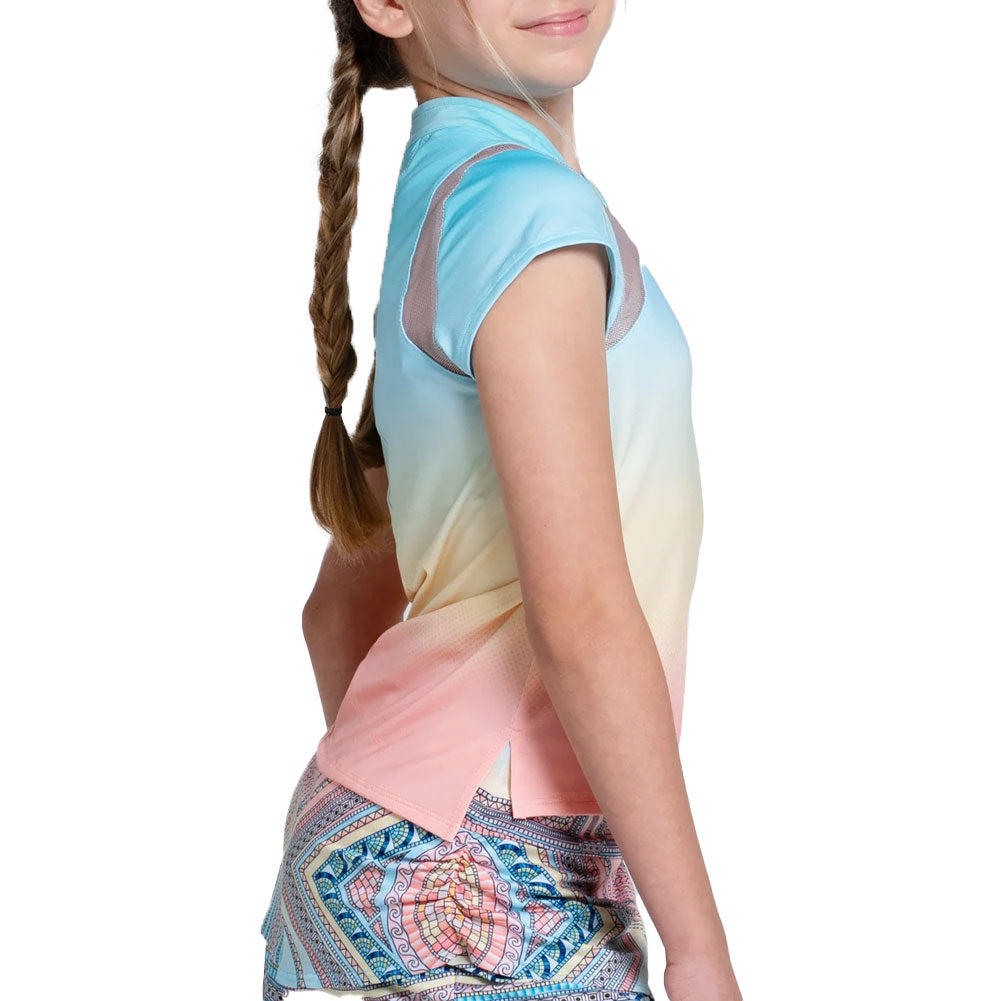 Girls` Lucky Club Short Sleeve Tennis Top Cool Blue